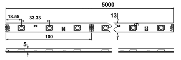 Technische Zeichnung zu LED-Band 7,2 W/m 12 V RGB IP65