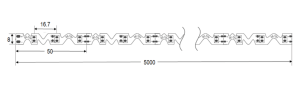 Technische Zeichnung zu LED-Band 7,2 W/m verdrehbar