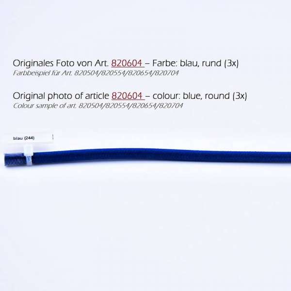 Textilkabel Stoffkabel rund 3x0,75mm² blau