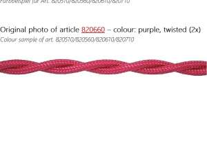 Textilkabel Stoffkabel verseilt 2x0,75mm² purpur