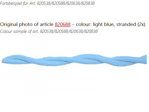 Textilkabel Stoffkabel verseilt 2x0,75mm² hellblau