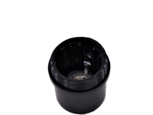 Gewindekappe E14 AR schwarz mit Ovalloch, Innenansicht