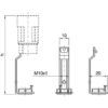 Technische Zeichnung zu E14 Kerzensteg für 24 mm Gewinde M10x1 mit Blockierschraube
