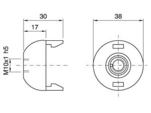 Technische Zeichnung zu E27 Rastkappe Nippel (mit Erdung)
