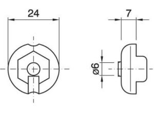 technISCHE Zeichnung zu Isolierauskleidung für Metallkappe E14 (28,6 mm)