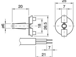 Technische Zeichnung zu Zugentlaster für Flachkabel, in Rohr 6,5..6,8 mm