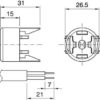 Technische Zeichnung zu E14 Rastkappe mit Zugentlaster integriert