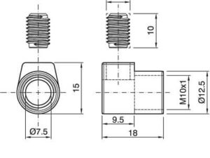 Technische Zeichnung zu Zugentlaster für Made M10x1 innen