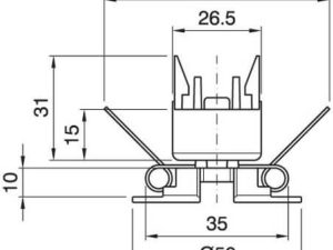 Technische Zeichnung zu E14 Rastkappe mit Basis Doppelfeder