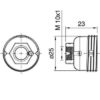 Technische Zeichnung zu E14 Metall-Gewindekappe hoch Nippel