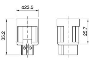 Technische Zeichnung zu E12 Kerzenfassung 1-tlg. 24 mm mit Schraubklemmen