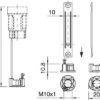 Technische Zeichnung zu E14 Kerzensteg für 24 mm Gewinde M10x1 mit Blockierschraube und Ring