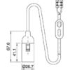 Technische Zeichnung zu E14 Renovierpendel mit Glattmantelfassung und Zugentlaster-Trichter