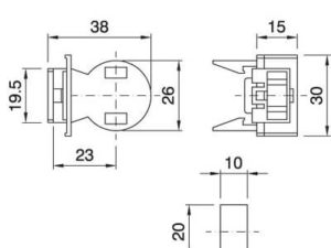 Technische Zeichnung zu E14 Rastkappe Winkel für Fenster