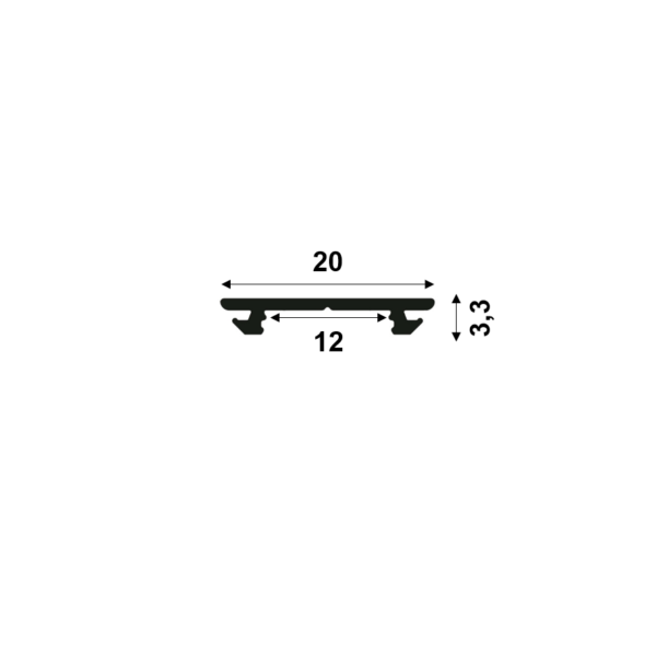 Technische Zeichnung zu LED-Profil Serie BASIC-Bow silber eloxiert