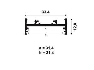 Technische Zeichnung zu LED-Profil Serie CUBE-MULTI Flat silber eloxiert