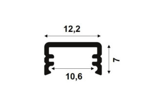 Technische Zeichnung zu LED-Profil Serie XTRA-SMALL weiß lackiert