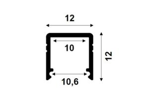 Technische Zeichnung zu LED-Profil Serie CUBE-S