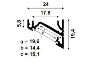 Technische Zeichnung zum LED-Profil Serie ANGLE-M