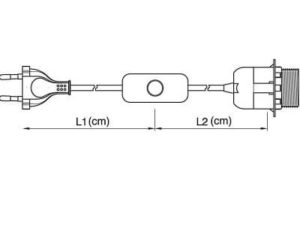 Technische Zeichnung zu Elektrik mit E27 Flanschring 100+50 cm weiß