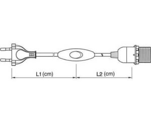 Technische Zeichnung zu Elektrik mit E14 Flanschring 100+50 cm weiß