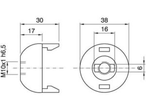 Technische Zeichnung zu E27 Rastkappe M10x1 mit Blockierschraube