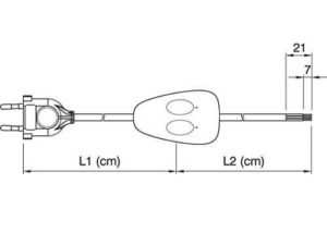 Technische Zeichnung zu Rundkabel-Zuleitung 100+50 cm mit Doppelschalter (1 Ausgang)
