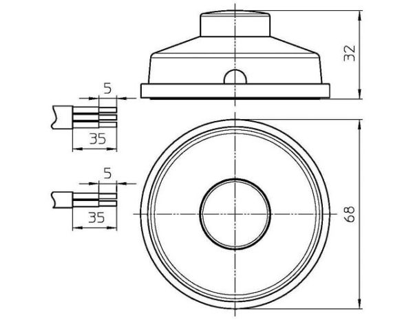 Technische Zeichnung zu Fußschalter für Flach-/Rundkabel
