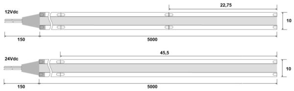 Technische zeichnung zu COB LED-Band 15 W/m